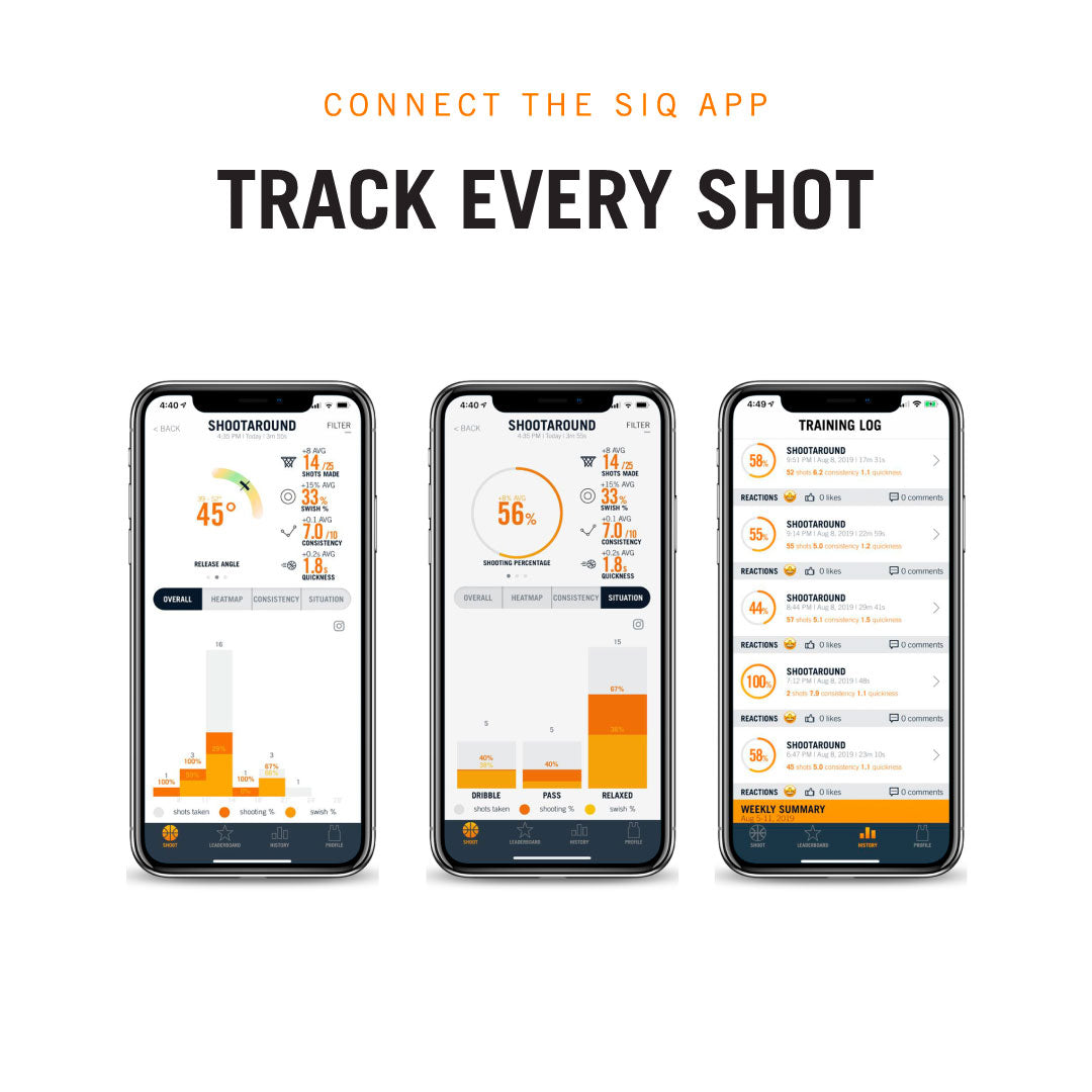 "Track every shot" with screenshots of the SIQ Basketball app